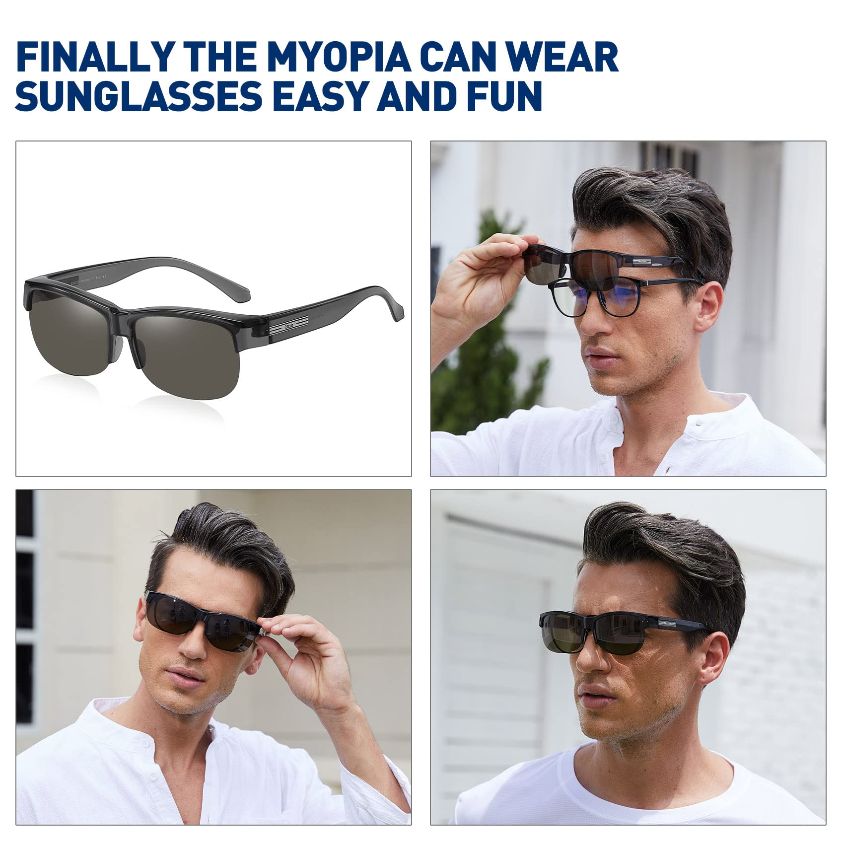 DUCO Fit Over Glasses Unisex Wraparound Glasses Fashion Rimless Wear Over Glasses Polarized Sunglasses for Men and Women 8960 - Image 6