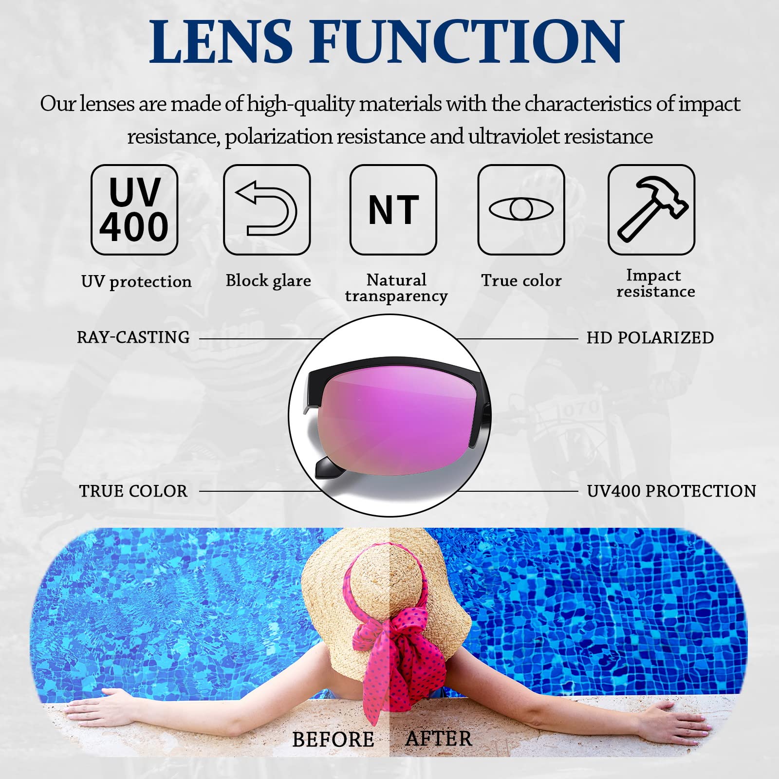 DUCO Fit Over Glasses Unisex Wraparound Glasses Fashion Rimless Wear Over Glasses Polarized Sunglasses for Men and Women 8960 - Image 7
