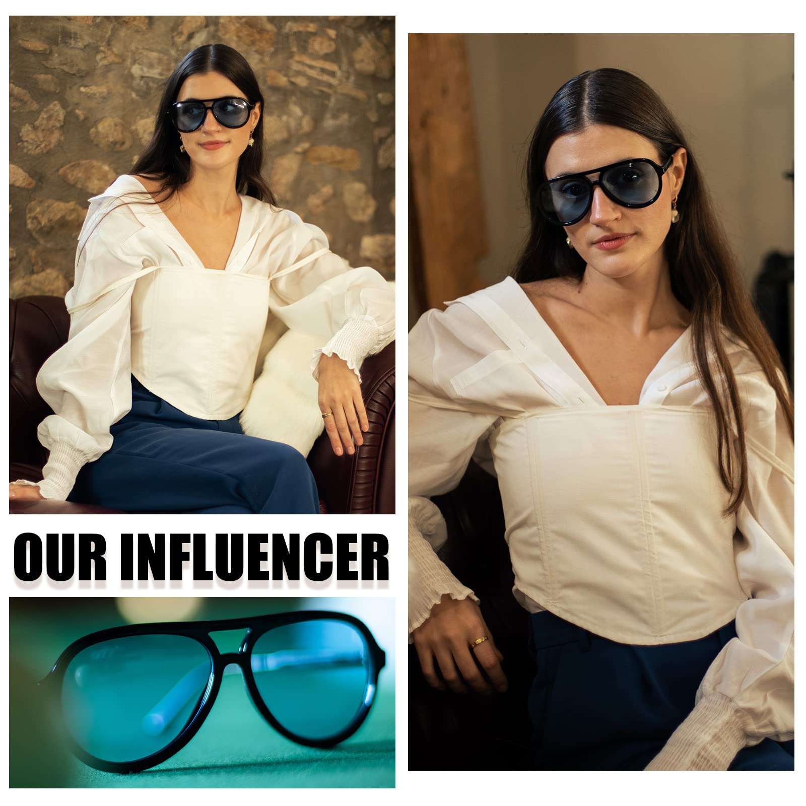 DUCO Retro Aviator Polarized Sunglasses Women Men Vintage Double Bridge Sun Glasses Classic Shades DC1208 - Image 5