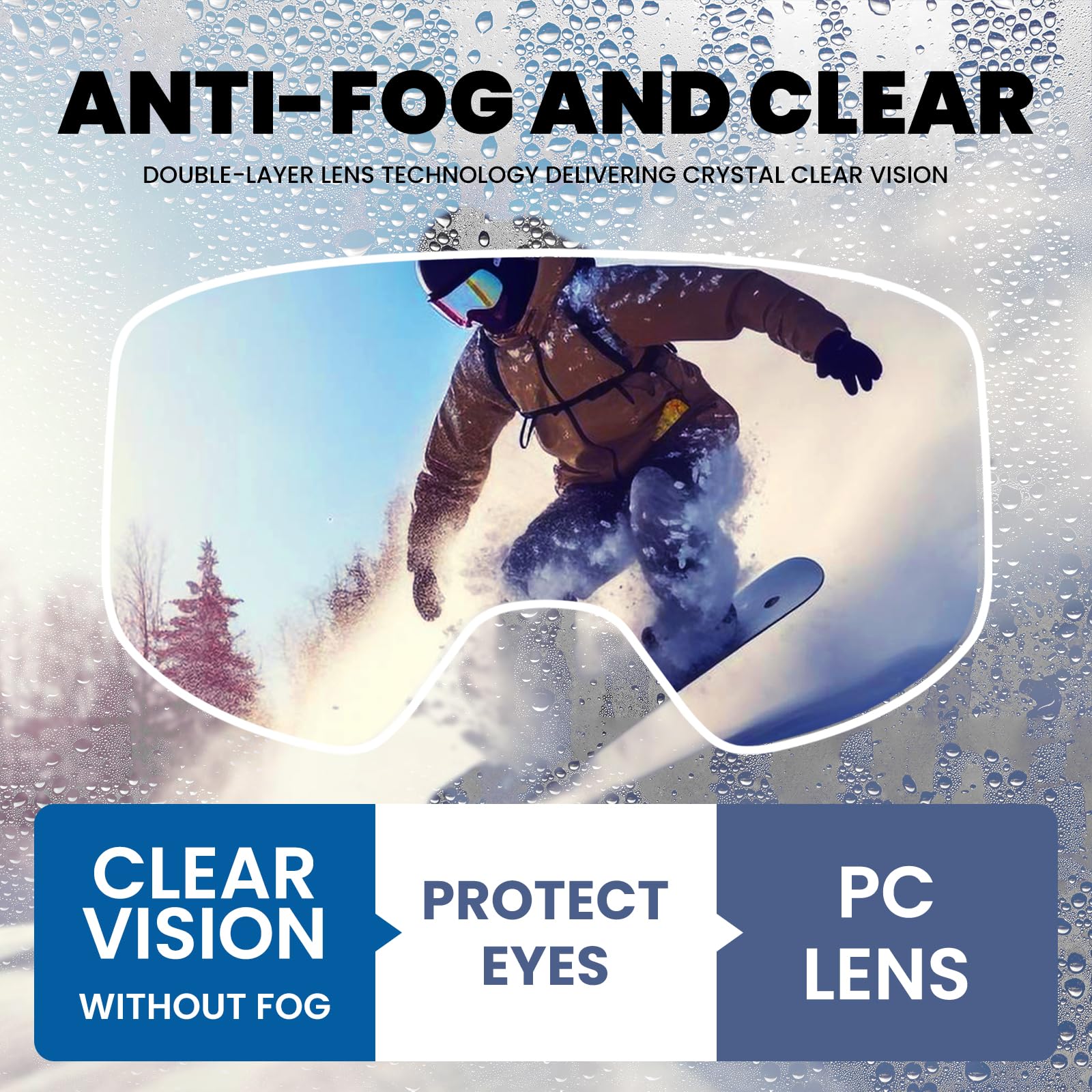 DUCO Ski Goggles Snowboard for Men Women,OTG Lightweight Winter Snowmobile Snow Goggles Anti-Fog 100% UV Protection DCS001 - Image 5